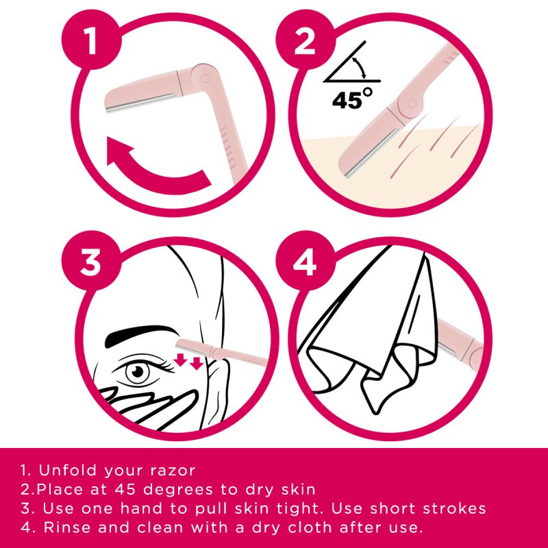 Magnitone London Browz That Eyebrow Shaping & Dermaplane Razor Pink 3pk Eyebrow Shaping And Dermaplaning Razors In Pink