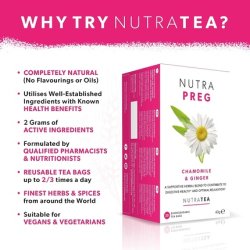 NUTRAPREG Pregnancy Tea Morning Sickness Tea - Helps Ease Nausea and Supports Mothers Wellbeing - Includes Ginger,