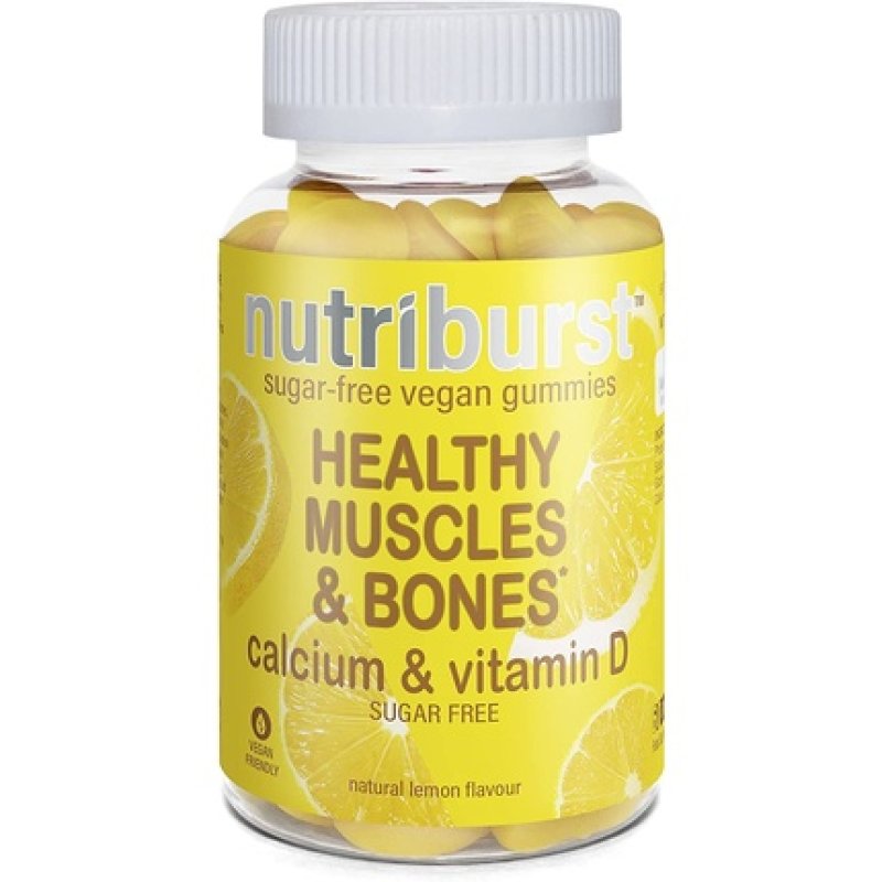 NUTRIBURST Calcium and Vitamin D for Healthy Muscles and Bones Chewable Vegan Gummy Vitamins 60 Gummies - 1 Month Supply