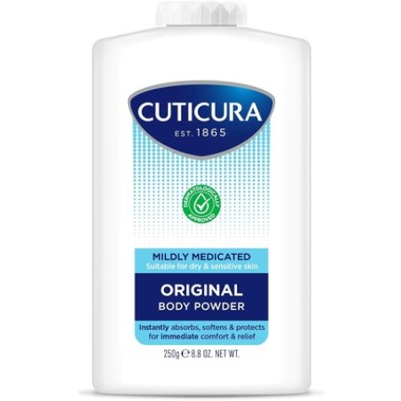 Cuticura Mildly Medicated Body Powder 250g - Personal Hygiene, Sweat Control, Chafing & Friction Prevention, Itching