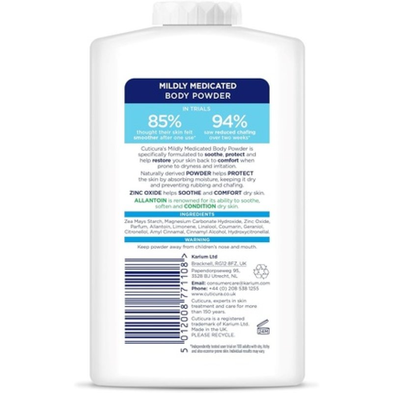 Cuticura Mildly Medicated Body Powder 250g for Personal Hygiene and Sweat
