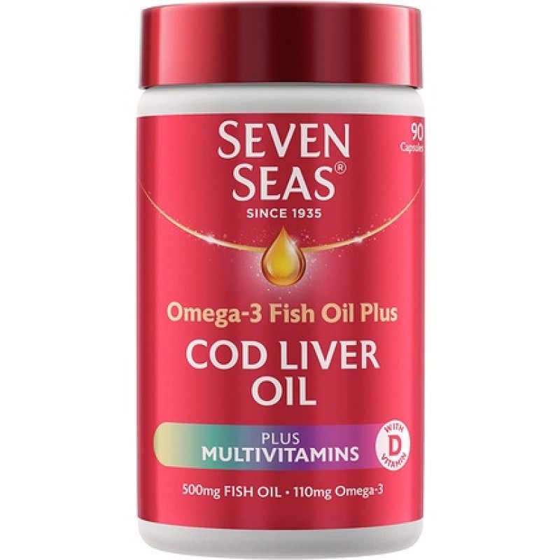 Seven Seas Cod Liver Oil Tablets Plus Multivitamins and Omega-3 90 Capsules