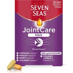 Seven Seas JointCare Max Supplements with Omega-3, Vitamin D & C, Zinc, Collagen, and Glucosamine 60 Capsules