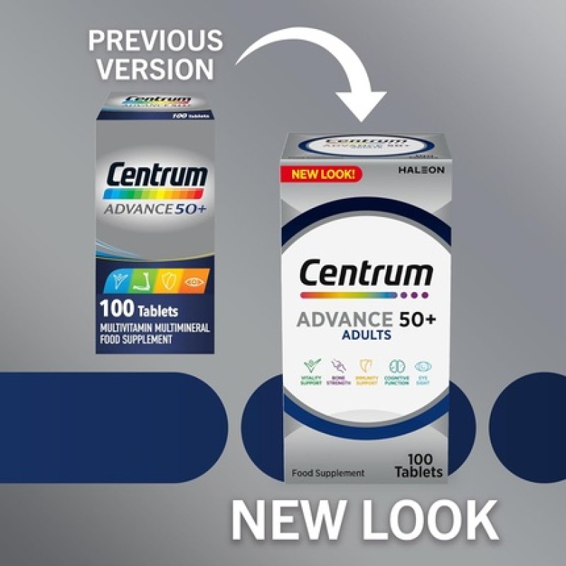 Centrum Advance 50 Multivitamin Tablets for Men and Women with 24 Essential Nutrients 100 Count