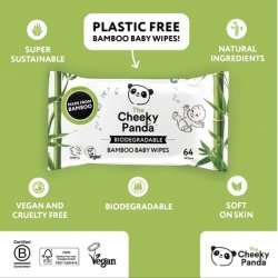 The Cheeky Panda Baby Wipes, Biodegradable, Bamboo, Pack Of 1