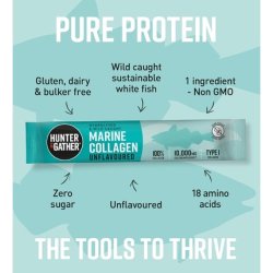 Hunter & Gather Marine Collagen Powder 30 x 5g Sachets Pure Unflavoured Hydrolysed Wild Caught Marine Collagen Peptides