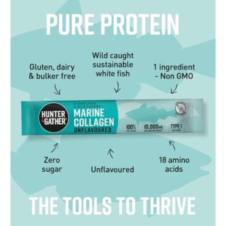 Hunter & Gather Marine Collagen Powder 30 x 5g Sachets Pure Unflavoured Hydrolysed Wild Caught Marine Collagen Peptides