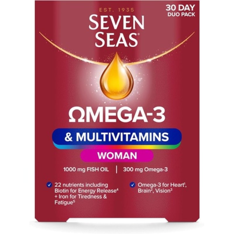 Seven Seas Omega-3 & Multivitamins Woman with Biotin and Iron 30-Day Duo Pack