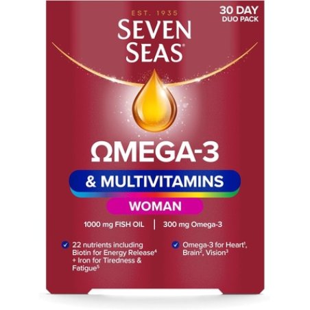 Seven Seas Omega-3 & Multivitamins Woman with Biotin and Iron 30-Day Duo Pack