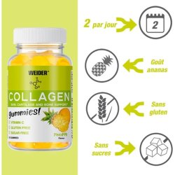 Weider Collagen Gummies Pineapple Flavor 50 Gummies with Peptan Hydrolyzed