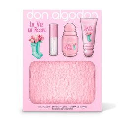 Don Algodon Eau De Toilette La Vie En Rose Women's Gift Set 30 Ml Hand Cream Highlighter And Bag