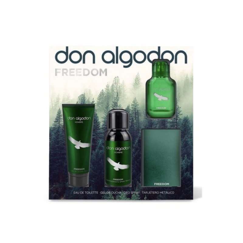 Don Algodon Edt Freedom Men Set 30 Ml With Shower Gel Deodorant Spray And Metal Wallet