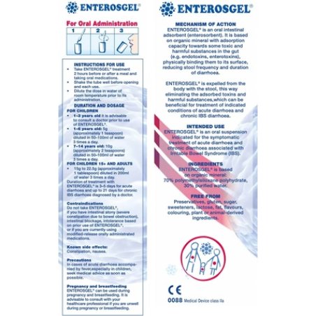 Enterosgel Drug-Free IBS Treatment and Acute Diarrhea Relief 225g Tube