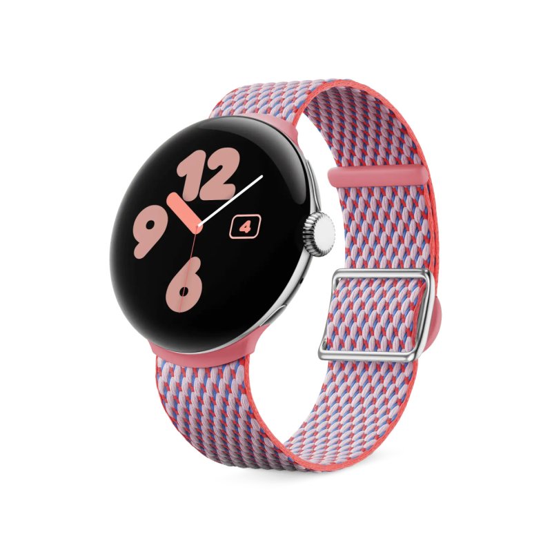 Google Pixel Watch 3 (45mm). Woven Band. Peony