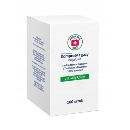 Abc First Aid Nonsterile Gauze Compresses 17 Thread 8 Layer 75 X 75 Cm 100 Pieces
