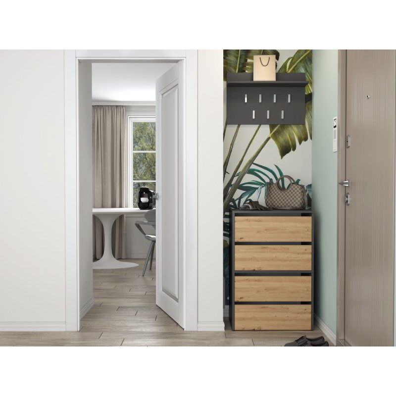 Topeshop MODO X2 ANT/ART shoe organizer Closed Anthracite Oak