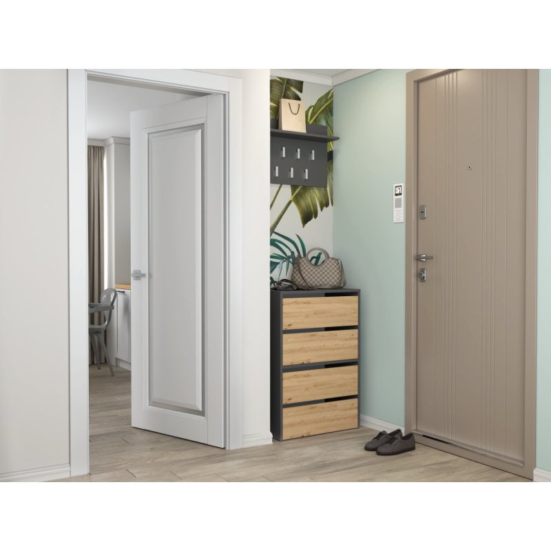 Topeshop MODO X2 ANT/ART shoe organizer Closed Anthracite Oak