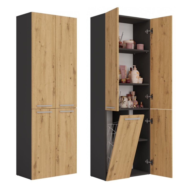 Topeshop NEL 1K DD ANT/ART KP bathroom storage cabinet Graphite Oak