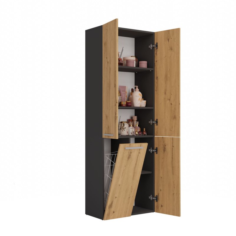 Topeshop NEL 1K DD ANT/ART KP bathroom storage cabinet Graphite Oak