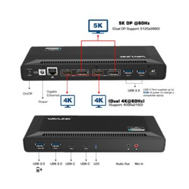 2 SCREEN DOCKING STATION USB-A & USB-C