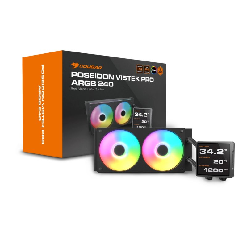 COUGAR CPU Water Cooling Poseidon Vistek Pro 240, ARGB, Black