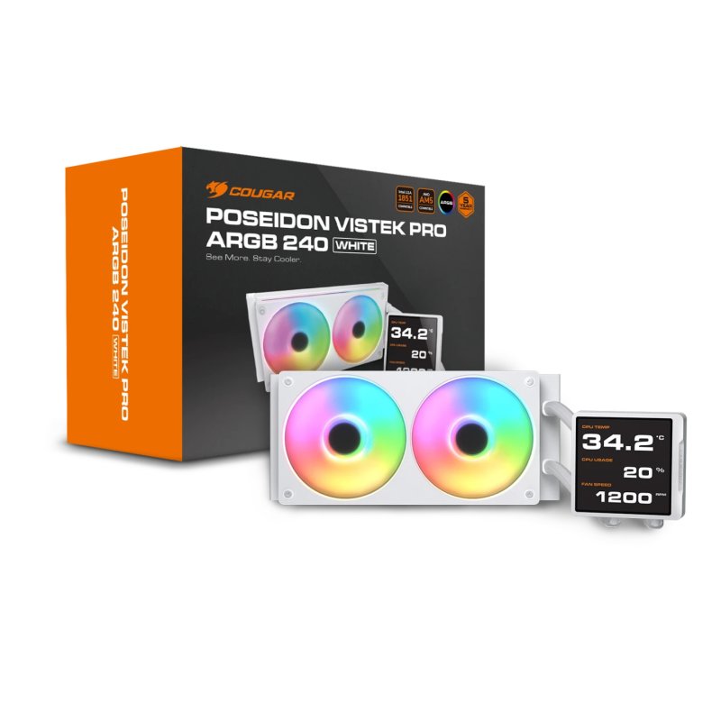 COUGAR CPU Water Cooling Poseidon Vistek Pro 240, ARGB, White