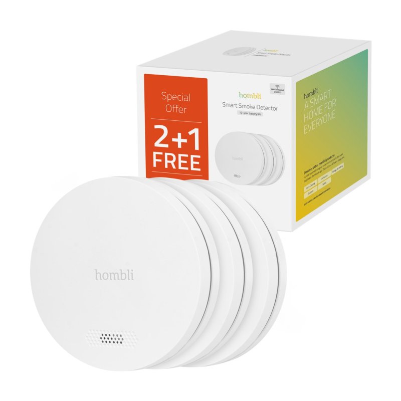 Hombli smarter Rauchmelder weiß (2 1 Promo Pack)