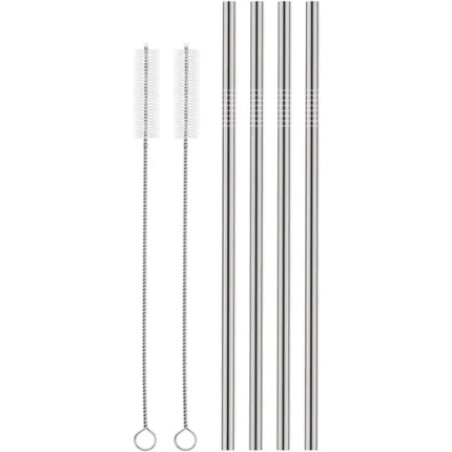 Edelstahl Strohhalm Trinkhalm Silber Straight Reusable Plastic-Free Zero-Waste