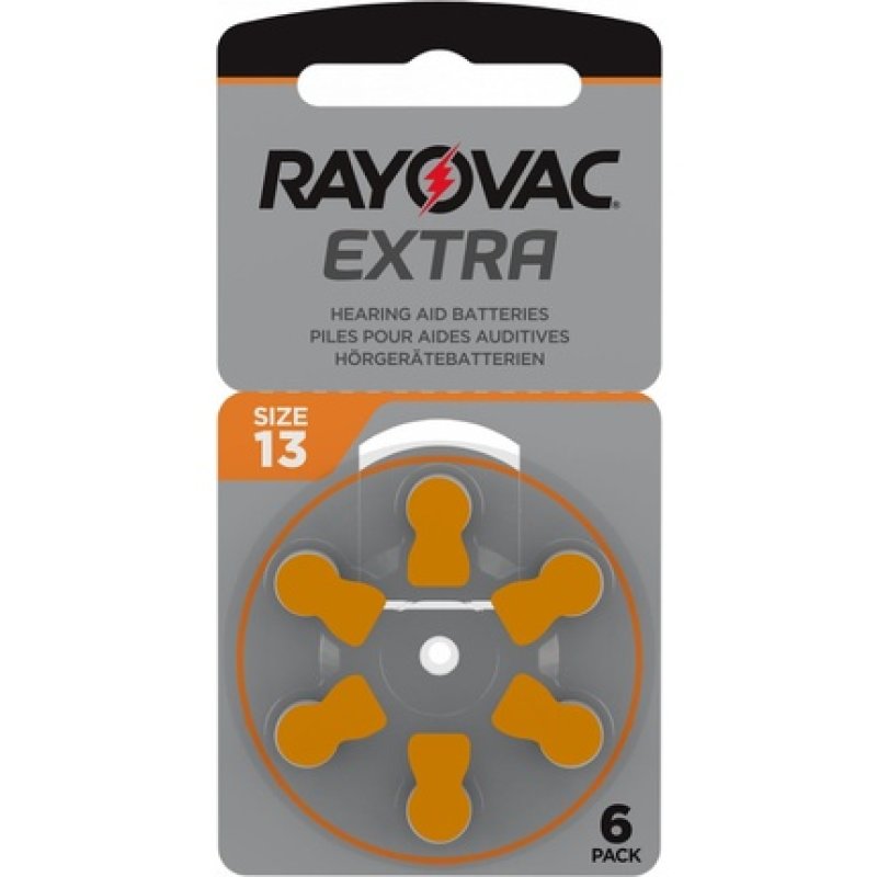 Rayovac 1000x Extra Advanced Gr 13 Hearing Aid Batteries 6-Pack Pr48 Orange 24606 13aux-6xemf