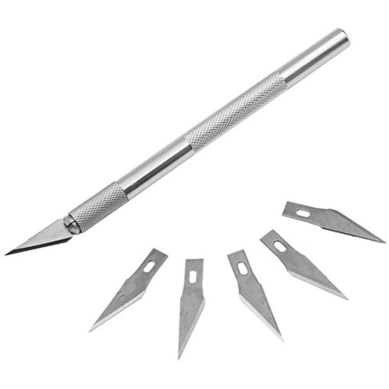 Ewanto Skalpell Schnittmesser Mit 5 Ersatzklingen Silber Kl-1