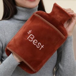 Wärmflasche Bettflasche 1000ml Blue with Cover and Kangaroo Pocket for Kids and Adults