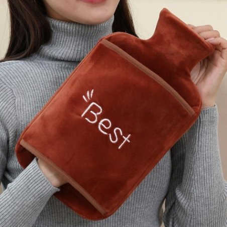 Wärmflasche Bettflasche 1000ml Blue with Cover and Kangaroo Pocket for Kids and Adults