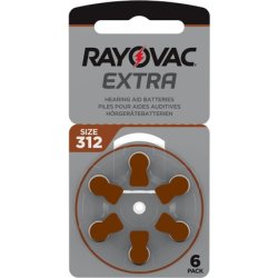 Rayovac 1000x Extra Advanced Gr 312 Hearing Aid Batteries 6-Pack Pr41 Brown 24607 312aux-6xemf