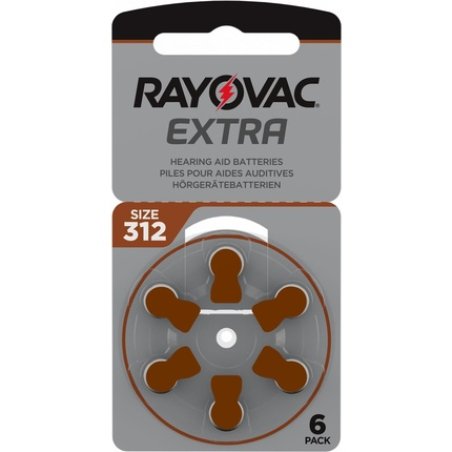 Rayovac 1000x Extra Advanced Gr 312 Hearing Aid Batteries 6-Pack Pr41 Brown 24607 312aux-6xemf
