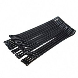 Ewanto Bobby Pins - 40 Pieces, Curved Shape, Smooth Surface, Black, 72 Mm