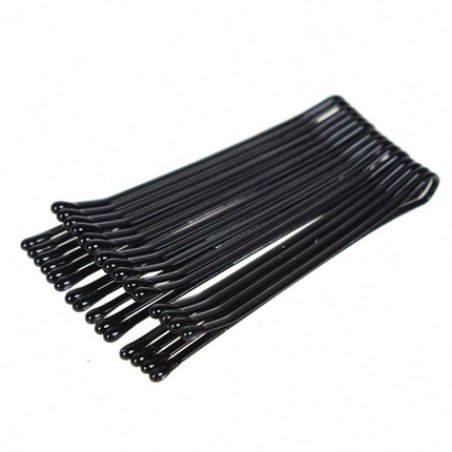 Ewanto Bobby Pins - 40 Pieces, Curved Shape, Smooth Surface, Black, 72 Mm
