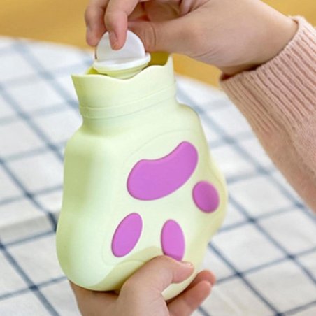 Mini Silicone Bear Paw Shape Hot Water Bottle 200ml Hand Warmer for Adults and Children Light Brown