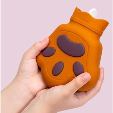 Mini Silicone Bear Paw Shape Hot Water Bottle 200ml Hand Warmer for Adults and Children Light Brown