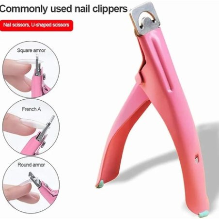 Nail Clipper Tip Cutter for Artificial Nails Gel Nails Manicure Tool Made of Stainless Steel Pink
