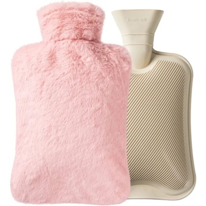 Ewanto Hot Water Bottle 1000 Ml With Cover For Children And Adults In Pink
