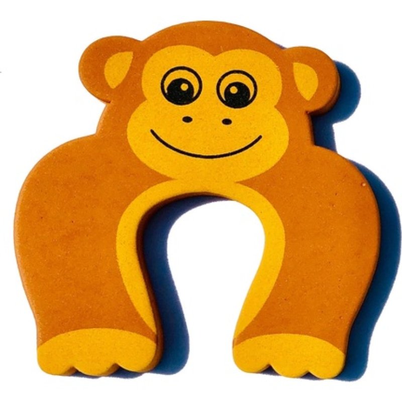 Foam Monkey Door Stopper for Kids and Pets - Brown