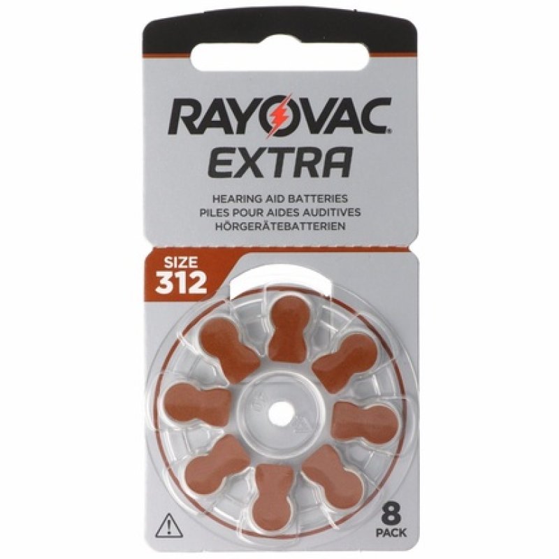Rayovac 1000x Extra Advanced Gr 312 Hearing Aid Batteries 8-Pack Pr41 Brown 24607 312aux-8xemf