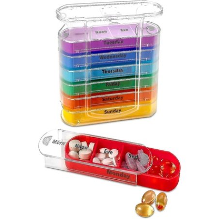 Pill Organizer Medication Dispenser 7 Days 4 Compartments per Day Colorful