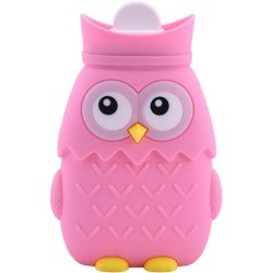 Mini Owl Silicone Hot Water Bottle 400ml Hand Warmer for Adults and Children Pink