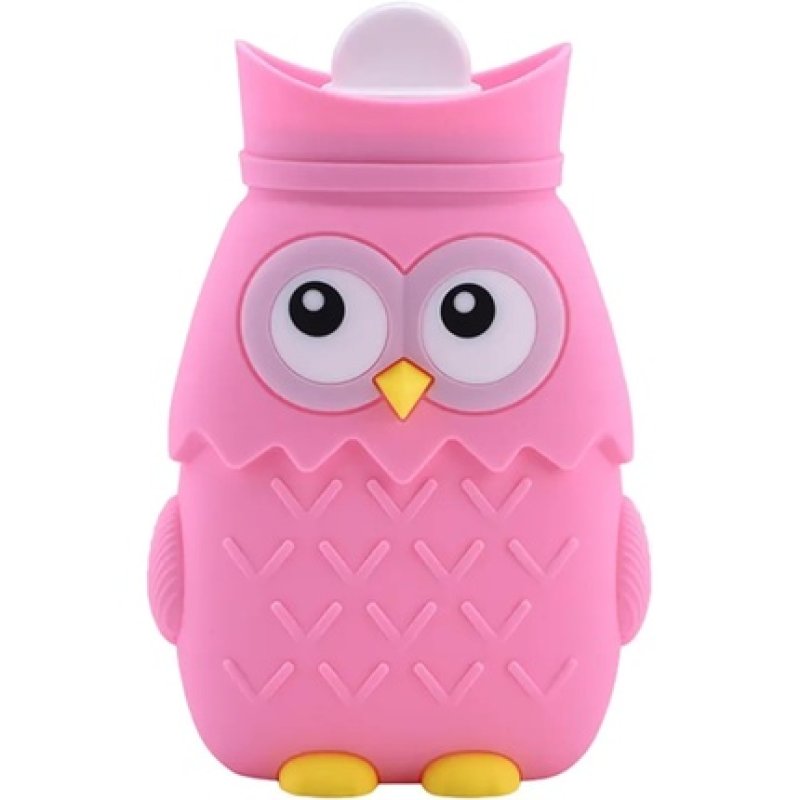 Mini Owl Silicone Hot Water Bottle 400ml Hand Warmer for Adults and Children Pink