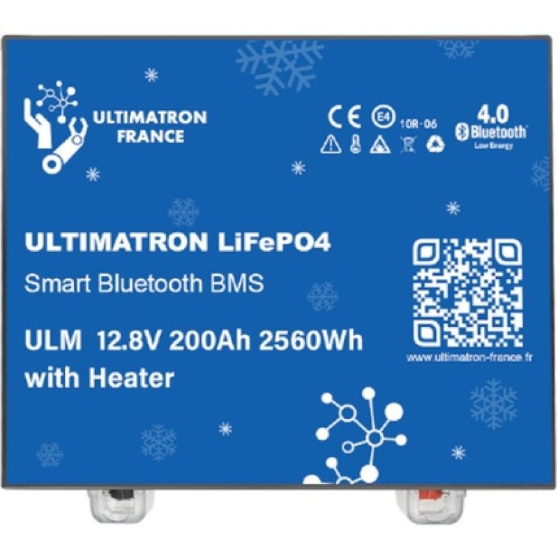 Ultimatron Lifepo4 Lithium Battery Ulm-12-200, 128 Volts, 200 Ampere Hours With Bluetooth And Smart Battery Management