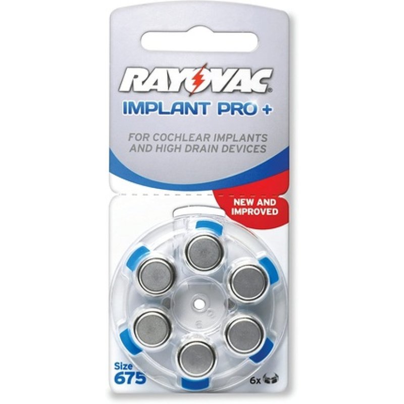 10x Rayovac Implant Pro 675 Batteries Pr44 Blue Hearing Aid Batteries Blister Of 6