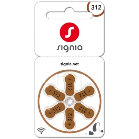 Signia Gr 312 Hearing Aid Batteries 6-Pack Pr41 Brown 24607 Sig312 24607313436