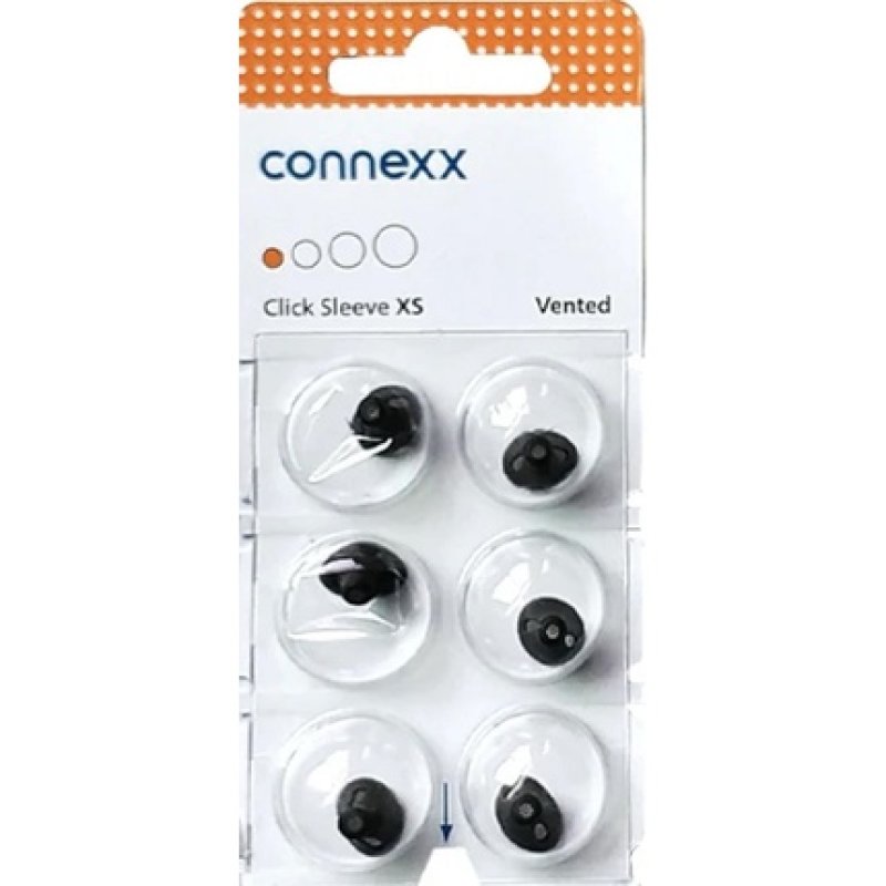 Connexx Sleeve Vented Xs Dome 6-Pack Blister Orange Silicone Hearing Aid Screen 10951152