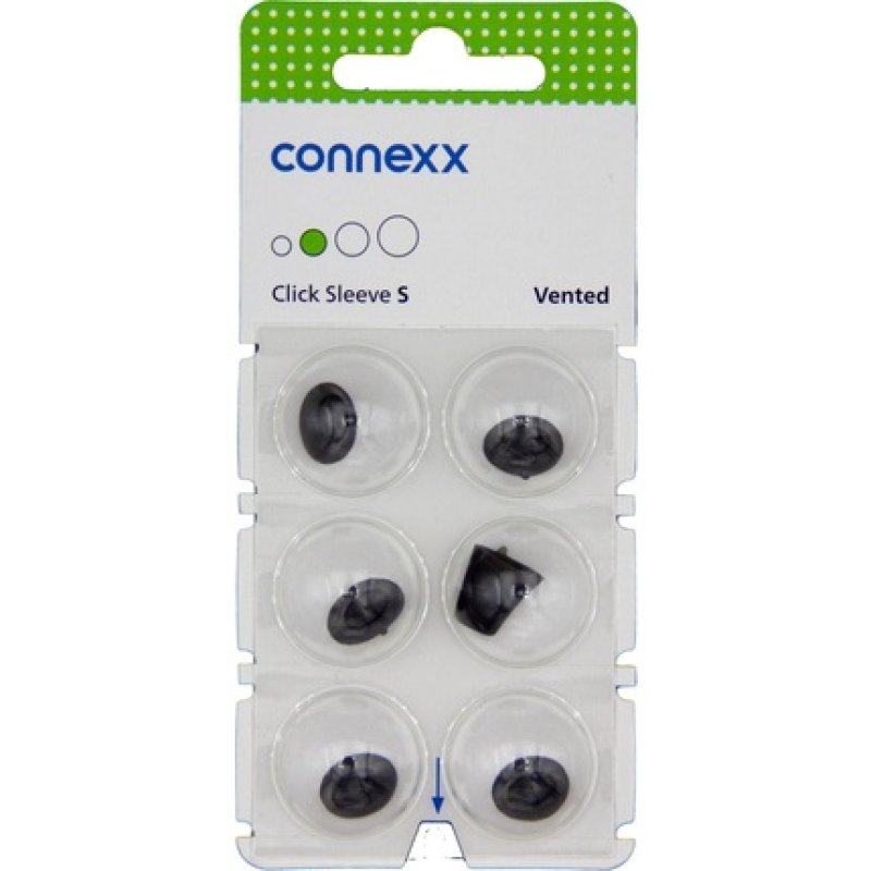 Connexx Click Sleeve Vented S Dome Silicone Hearing Aid Domes, 6-Pack, Green